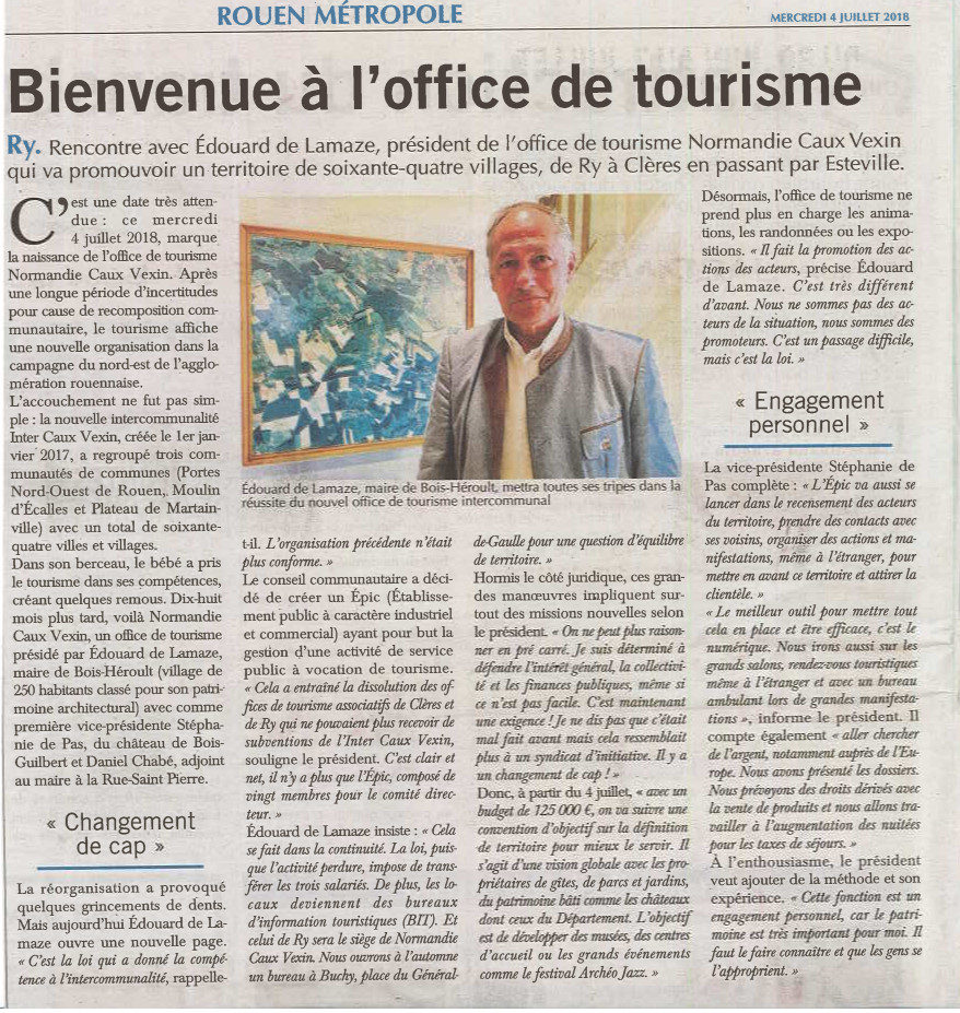 2018 07 Paris Normandie E de Lamaze president office tourisme